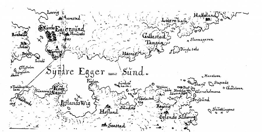 Egersund og havnen i 1708