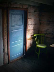 Door and chair at Helleren. Photo: Jon Ingemundsen
